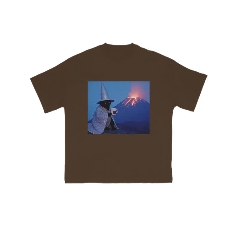 Unisex  Witch Cat Art Print T-shirt