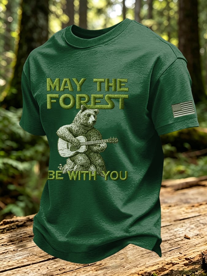 Men's May The Forest Be With You Print Round Neck T-shirt