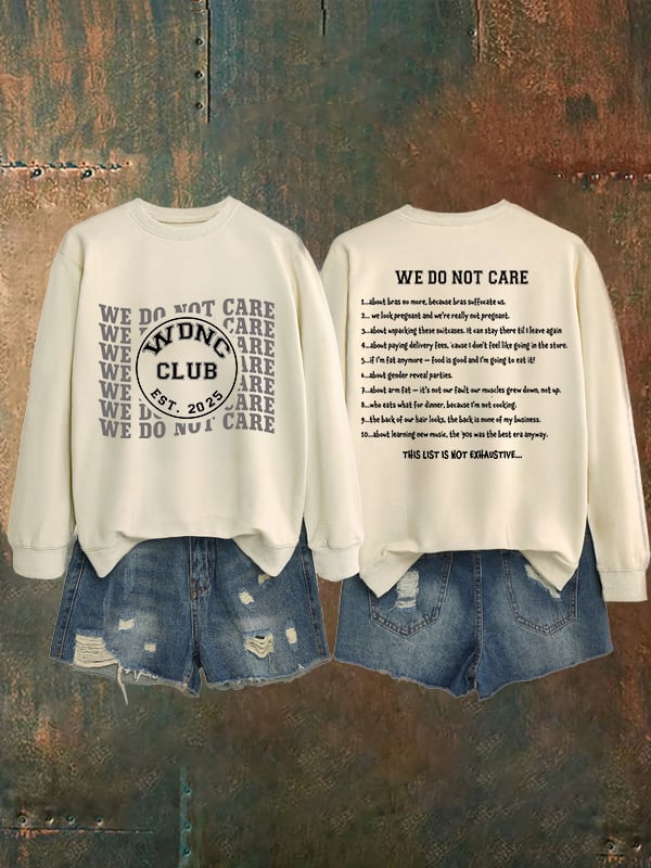 Women's  Retro Funny Proud Member Of Club We Do Not Care Menopause Perimenopause Print   Sweatshirt