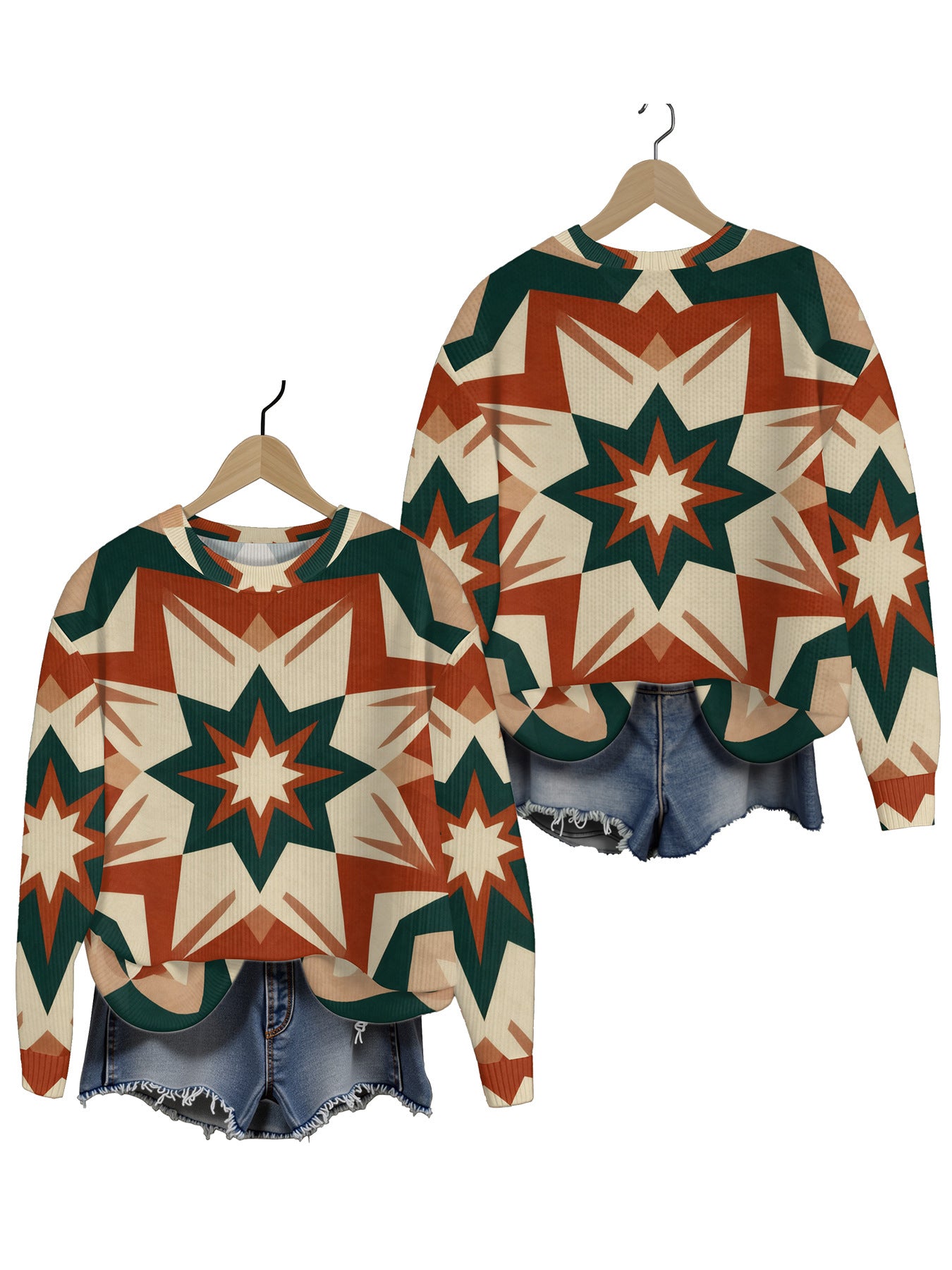 Latest creative element round neck sweater/sweatshirt for women, casual 3D print