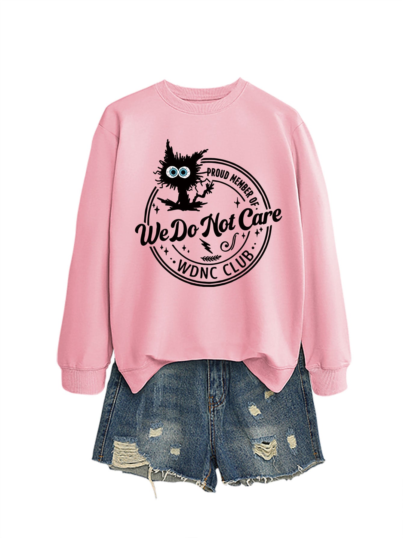 Retro-inspired fun, WDNC Club proud member, menopause-themed printed sweatshirt.