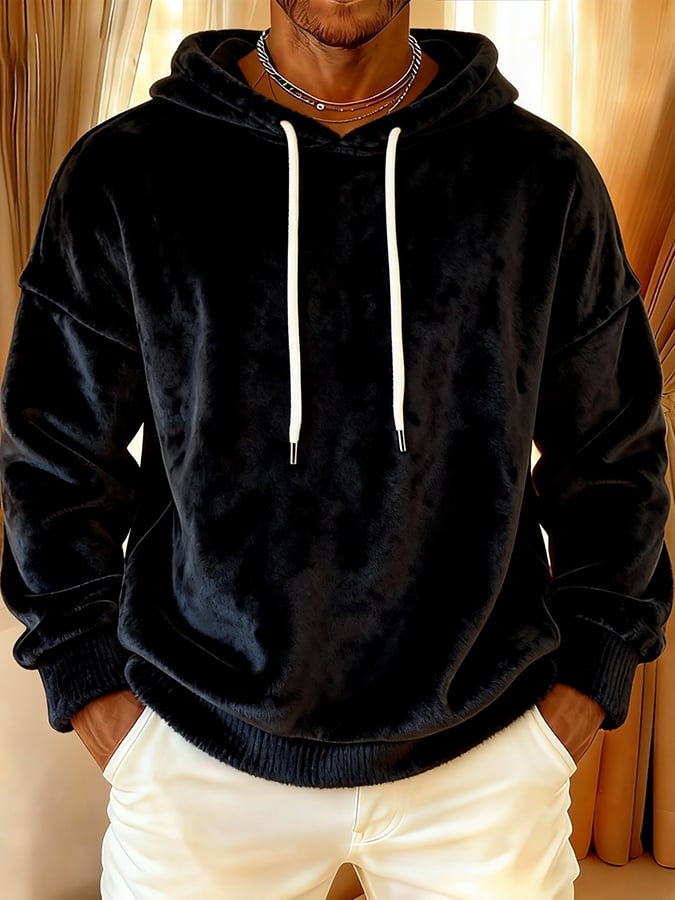 Men'S Flannel Casual Hooded Top