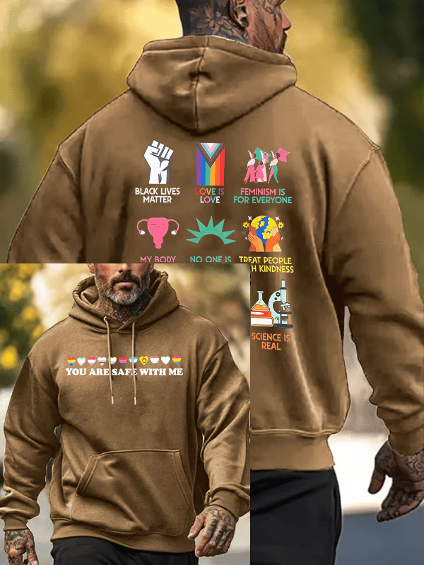 Men's  You are safe with me  Print  Hoodie