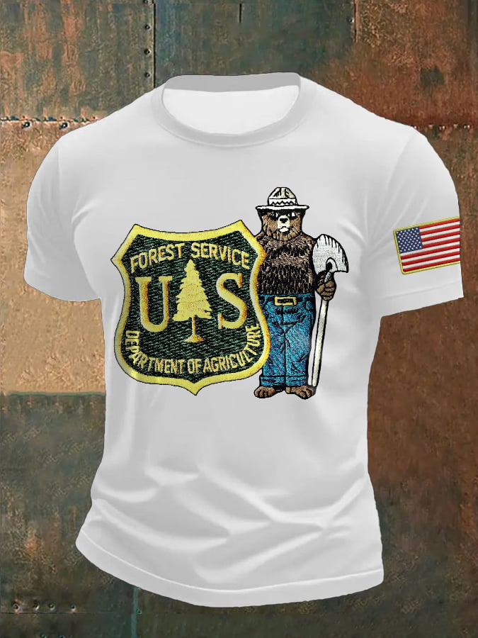 Men's Retro Save The Forest Service Print T-Shirt