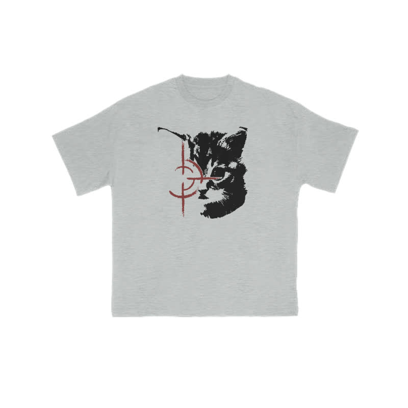 Unisex Sniper Cat Print T-shirt