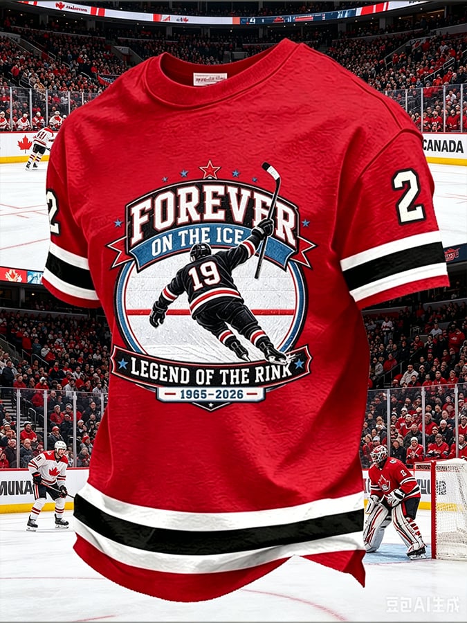 Men's Canadian Hockey-Themed Casual Printed Short-Sleeve T-Shirt
