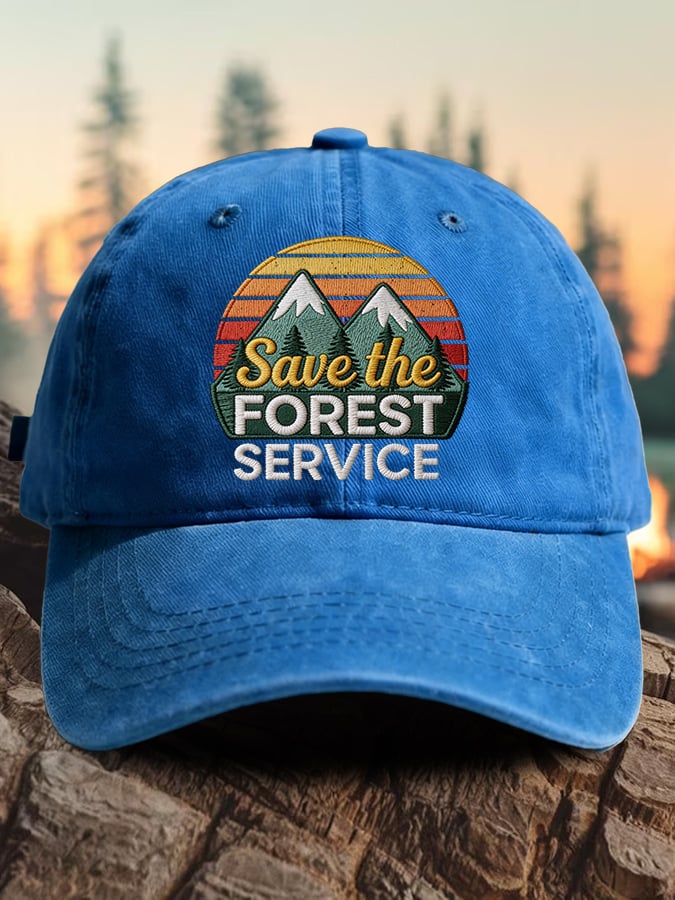 Retro Save The Forest Service Print Baseball Cap