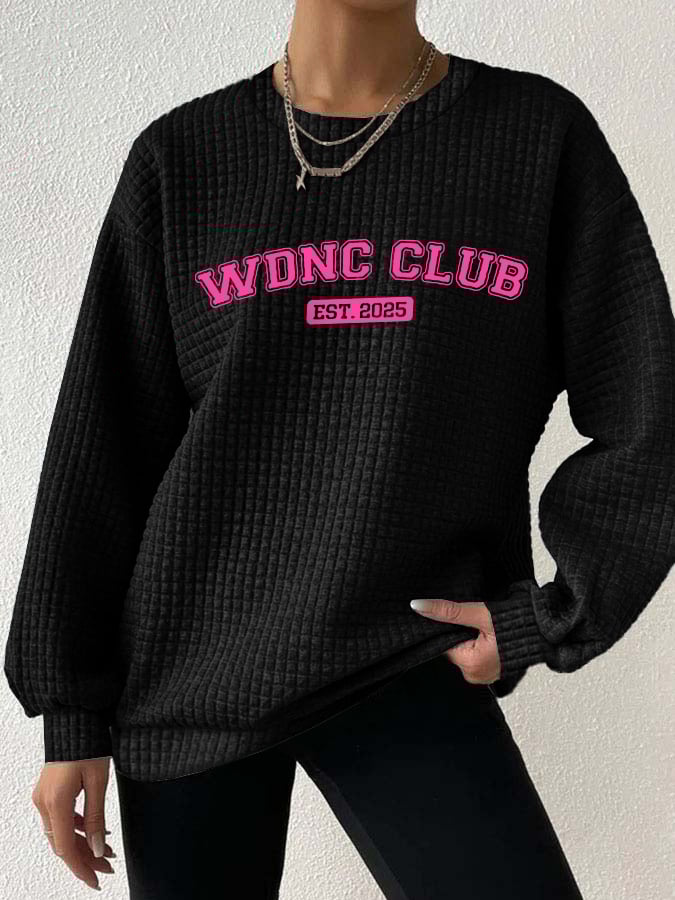 Retro Funny Funny WDNC Club Est. 2026 Menopause Perimenopause Print Textured Sweatshirt