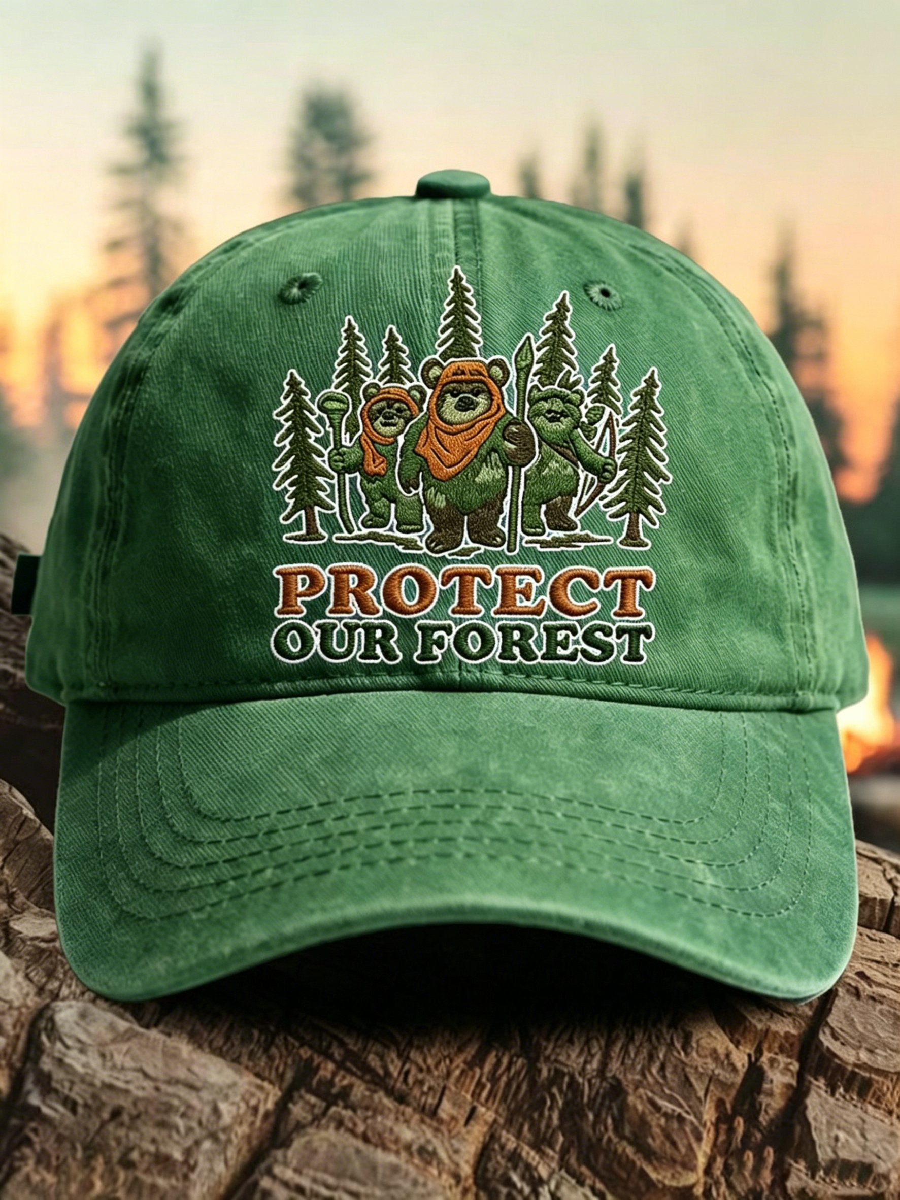 Retro Protect Our Forest Print Baseball Cap