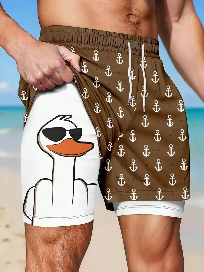 Men's 2-in-1 Quick-Dry Beach Shorts