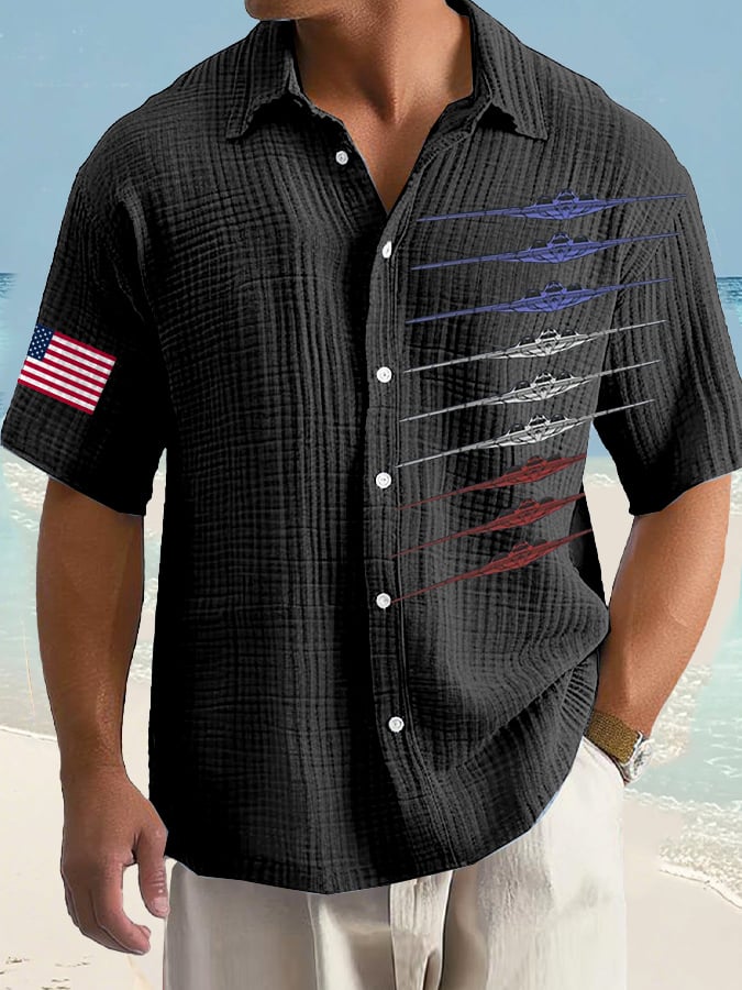 Men's B-2 Ghost Bomber Print Casual Waffle Shirt