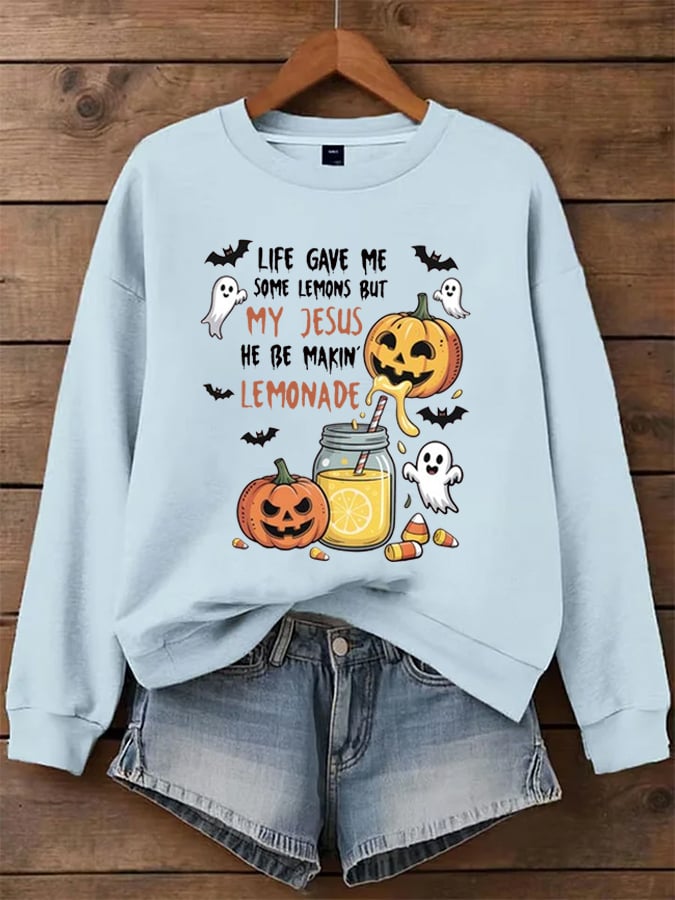 Women's Life Gave Me Some Lemons, But My Jesus Turned Them Into Lemonade Faith Print Sweatshirt