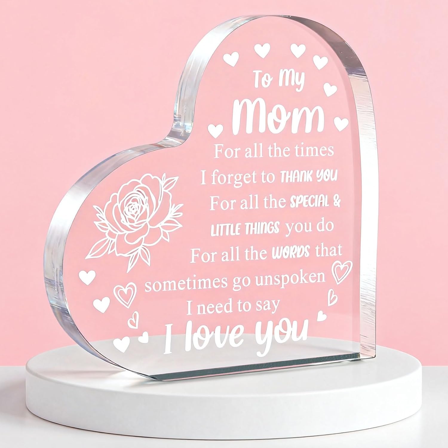 🎁Mom Gifts from Daughter Son I Love You Mom Birthday Gifts, 4.7x4.7 inches Decorative