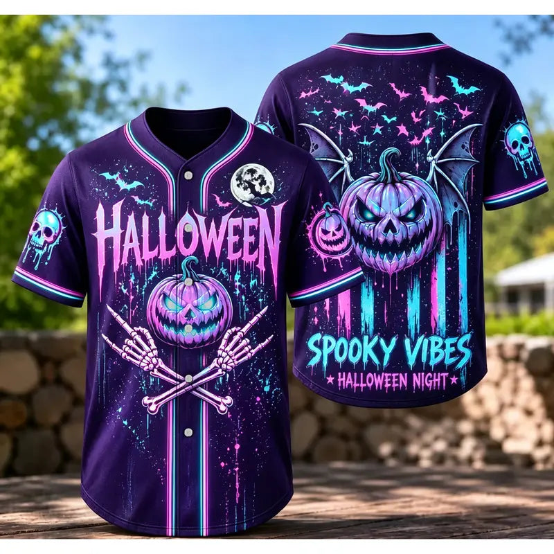 Unisex Spooky Vibes Halloween Baseball Jersey