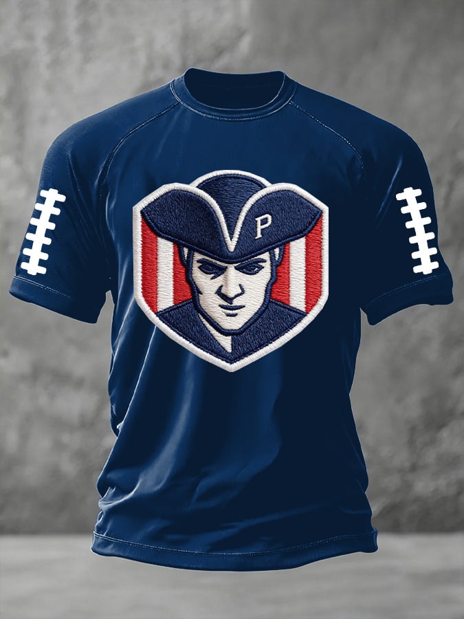 Men's football print short-sleeved T-shirt