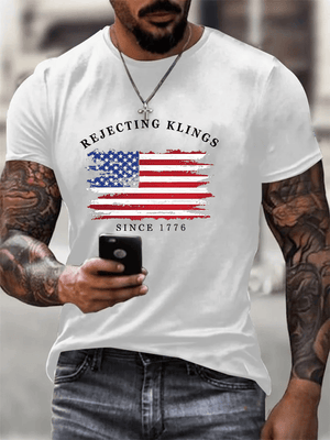 Men's Casual  Rejecting Kings Printed T-shirt
