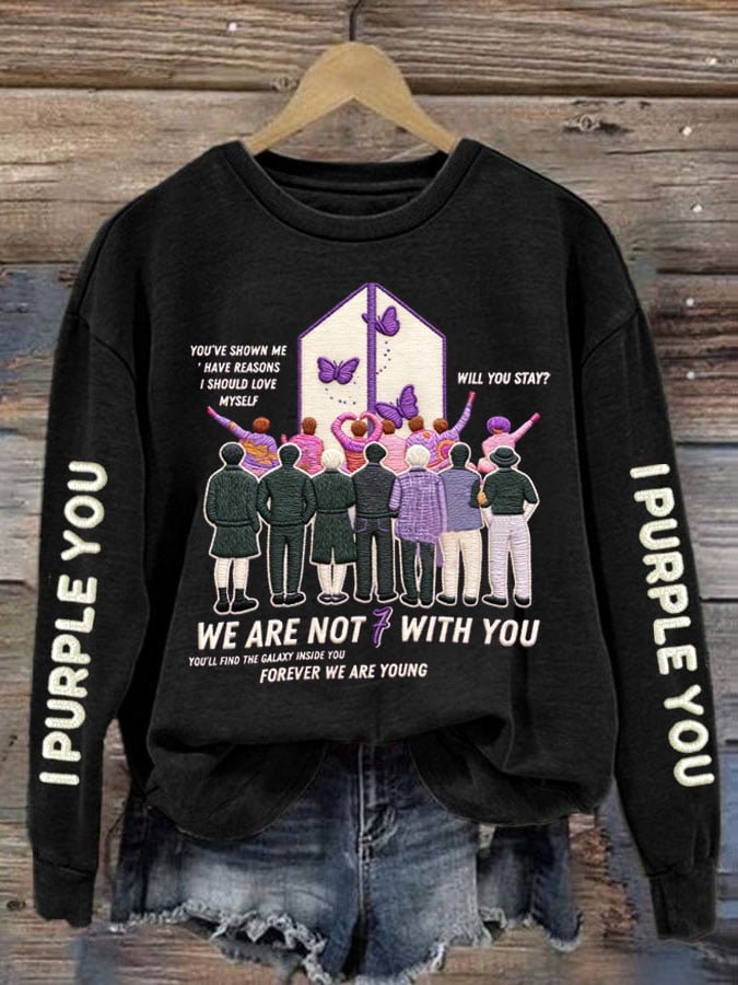 Women's K-pop Printed Long-Sleeve Sweatshirt