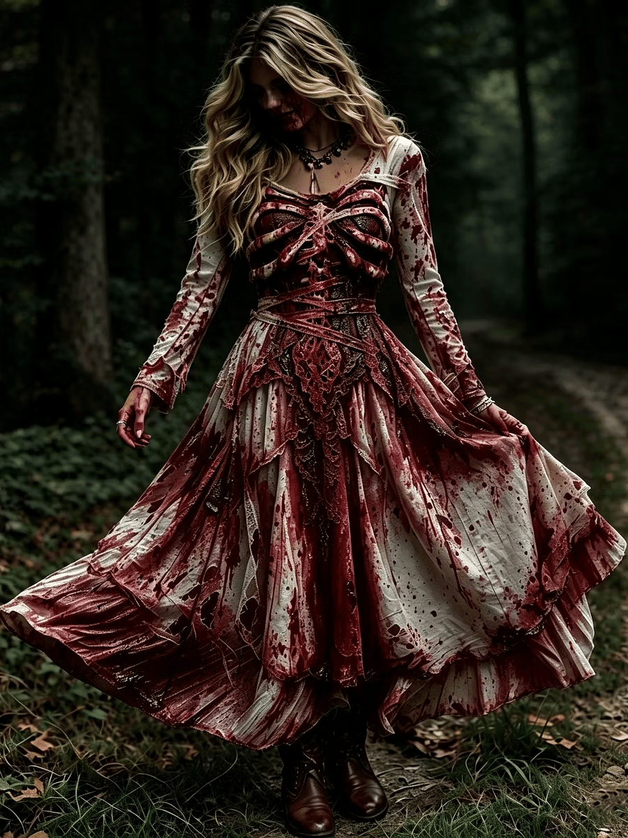 Women's Retro Halloween Style Skull Print Dress