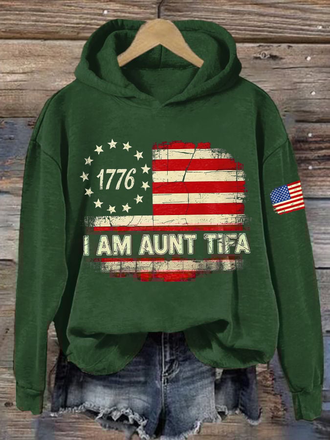 Retro I Am Aunt Tifa Print Hoodie
