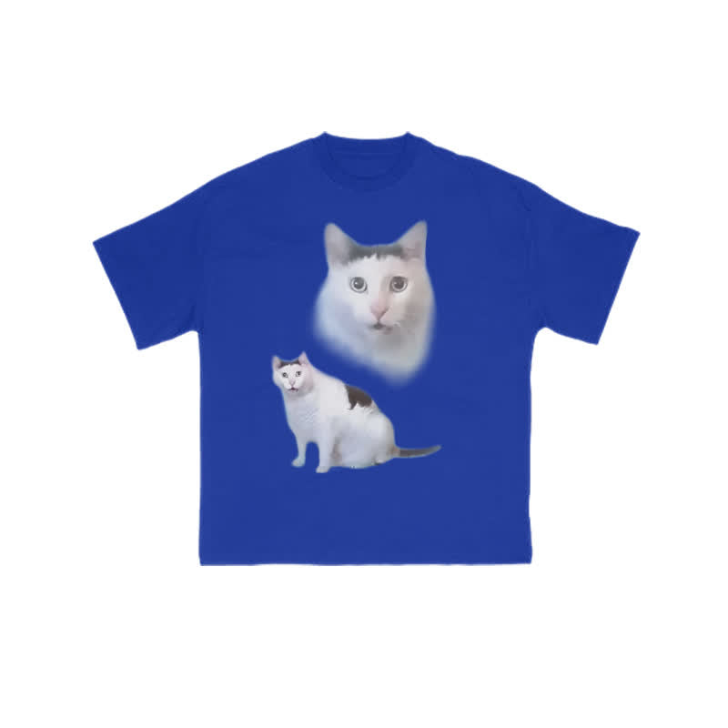 Unisex Confused Cat Print T-shirt