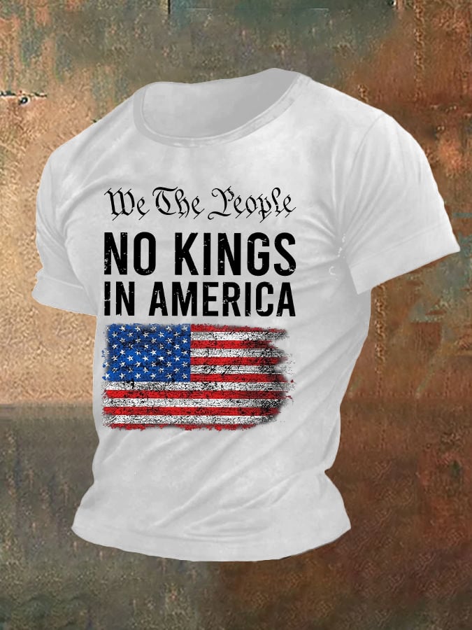 Men's casual American flag-free T-shirt