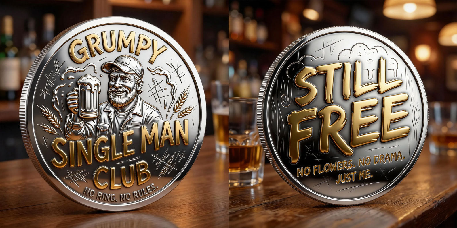 🍺 Grumpy Single Man Club Coin