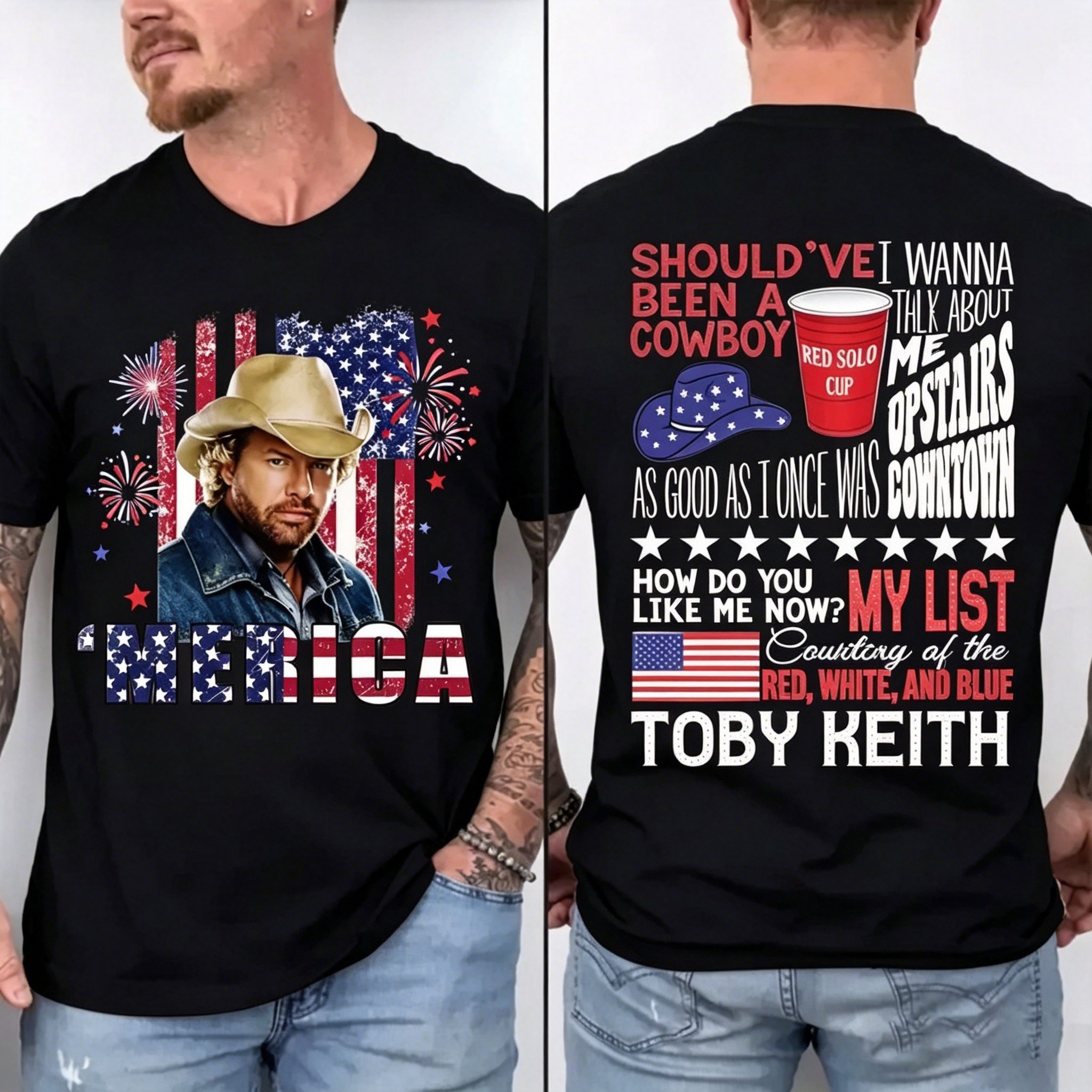 Men's Patriotic Toby Courtesy of the Red White and Blue T-Shirt
