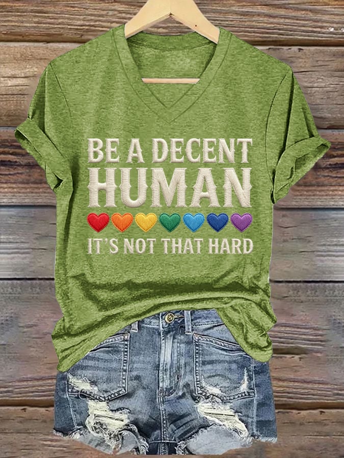Women's Be A Decent Human It's Not That Hard Print Casual T-shirt