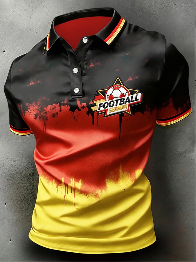Lässiges Herren-Poloshirt mit deutschem Fußball-Print