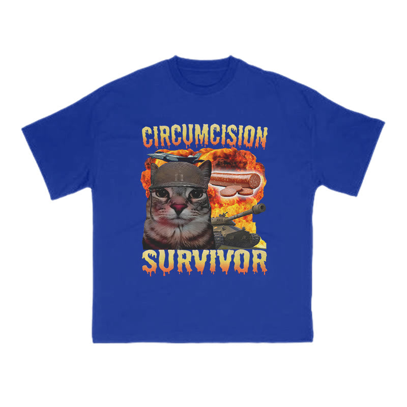 Unisex Circumcision Survivor Meme Cat Print T-shirt