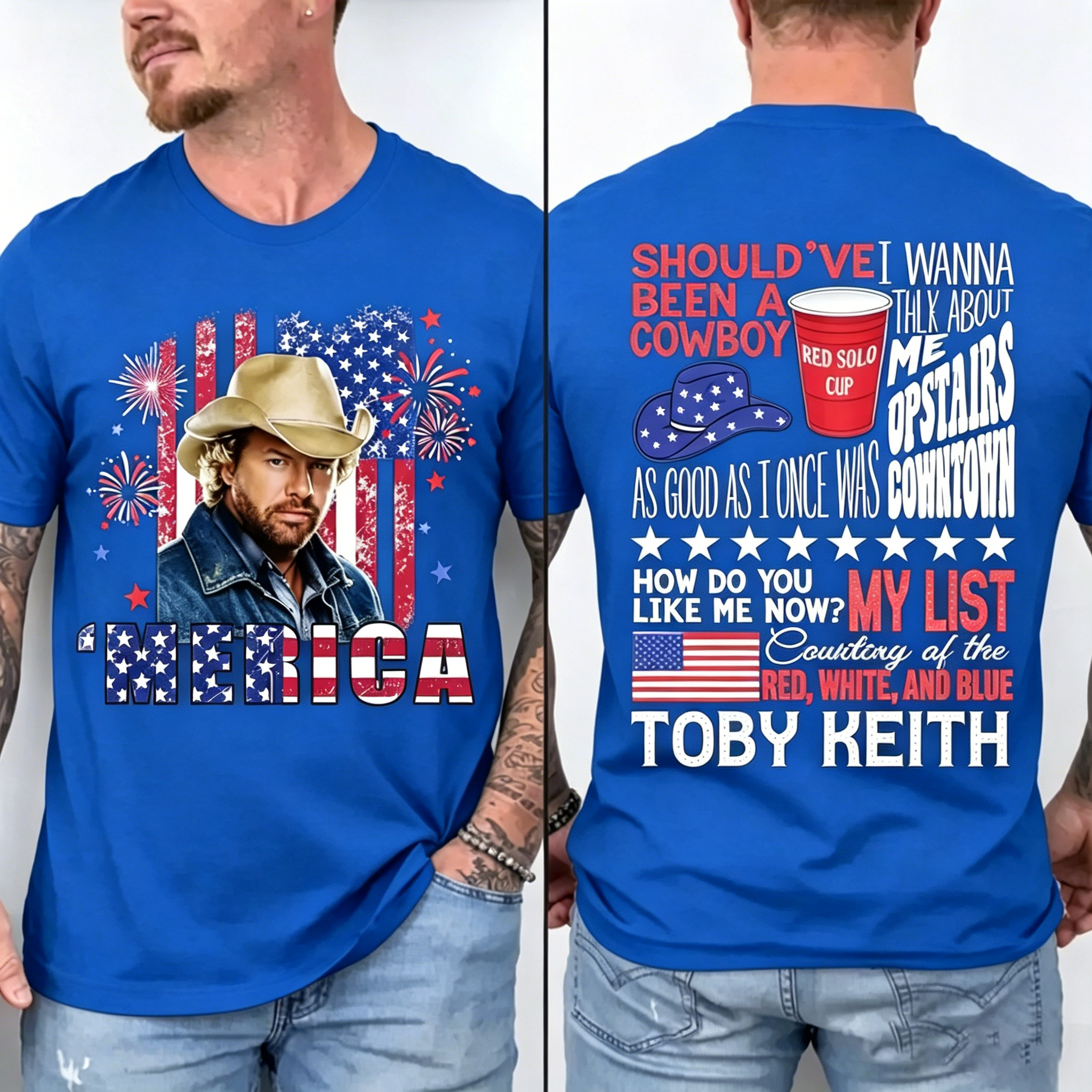 Men's Patriotic Toby Courtesy of the Red White and Blue T-Shirt