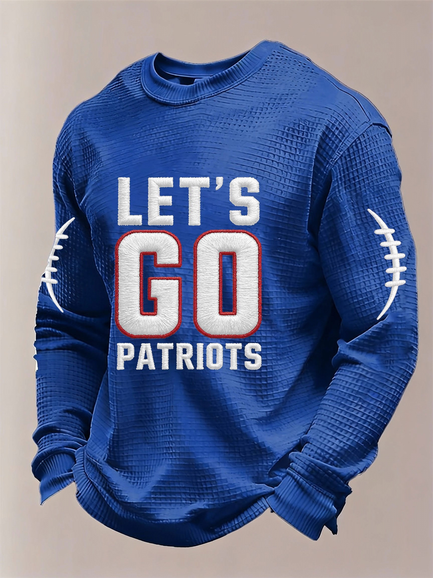Men’s Football Graphic Waffle Knit Long Sleeve Crewneck T-Shirt