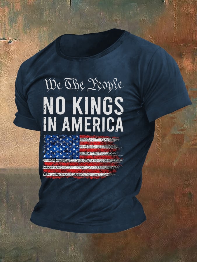 Men's casual American flag-free T-shirt