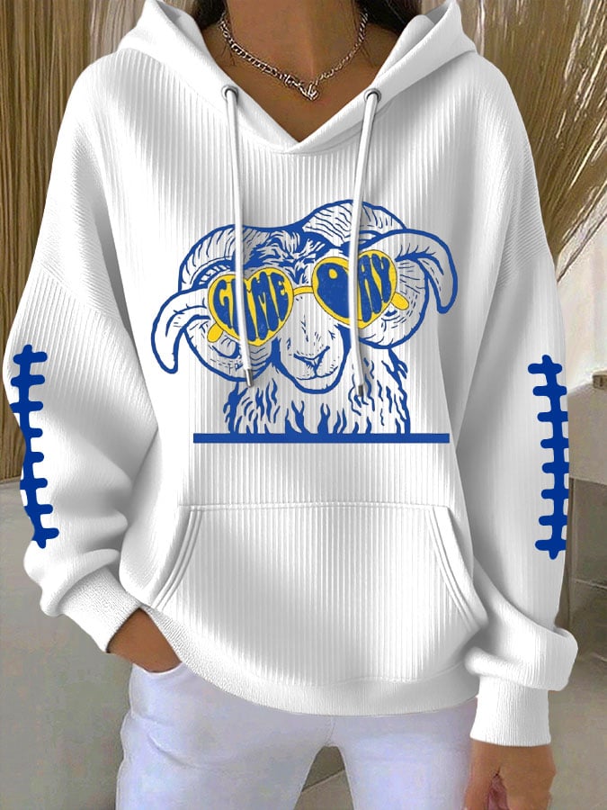 Women's Football Print Casual Hoodie