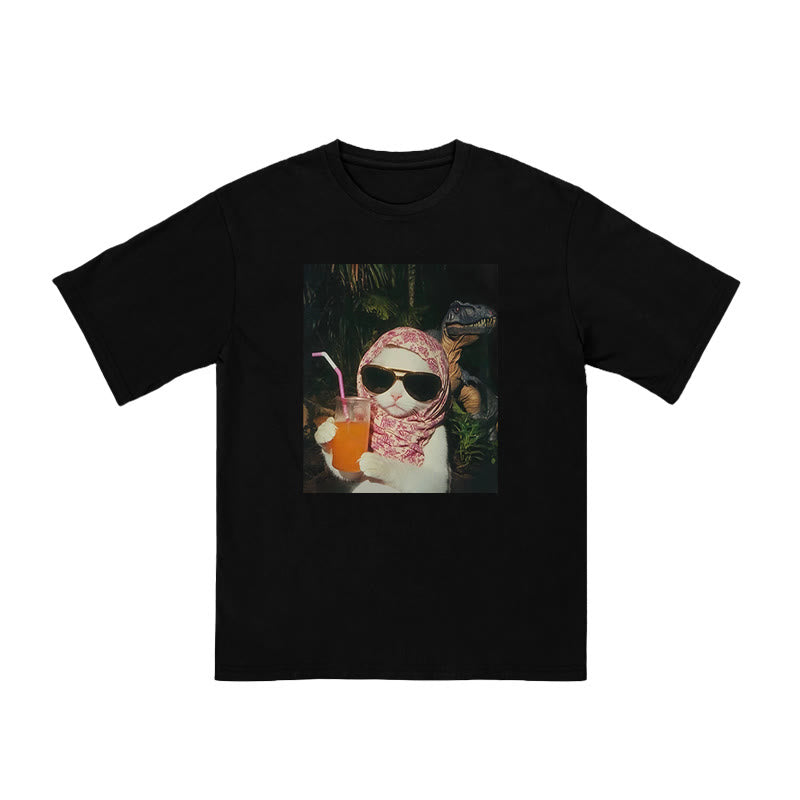 Unisex Holiday Cat Print T-shirt