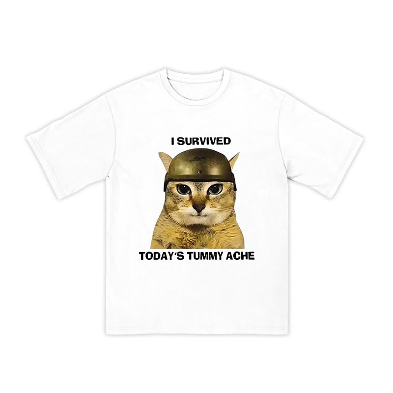 Unisex I Survived Today's Tummy Ache Print T-shirt