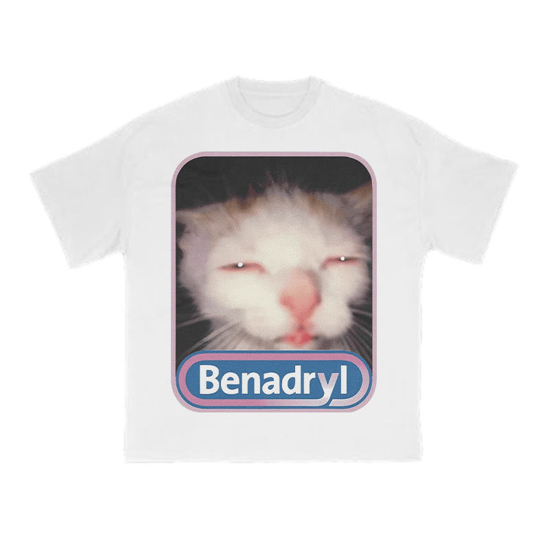 Unisex Benadryl Meme Cat Art Print T-shirt