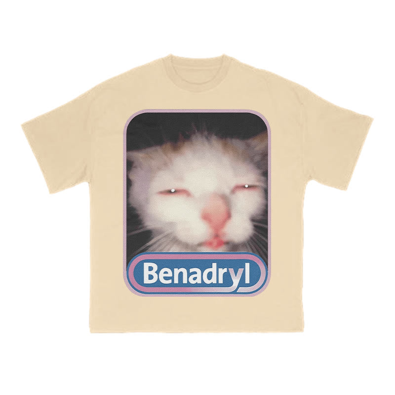 Unisex Benadryl Meme Cat Art Print T-shirt