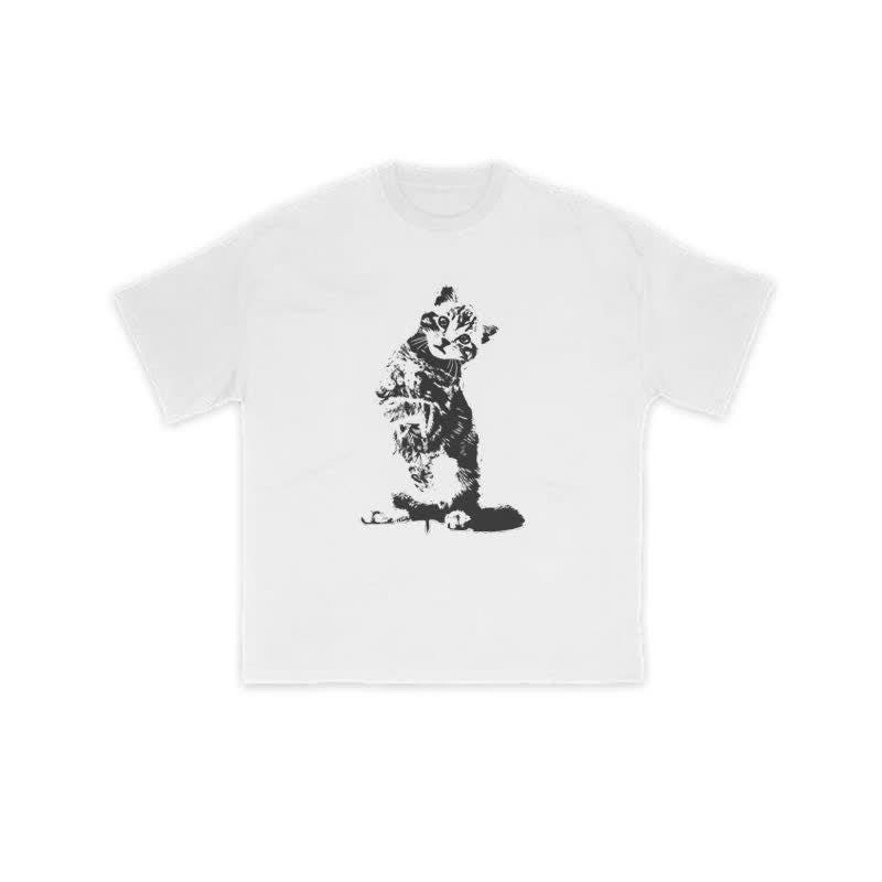 Unisex Clever Cat Art Print T-shirt