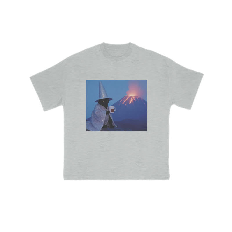 Unisex  Witch Cat Art Print T-shirt