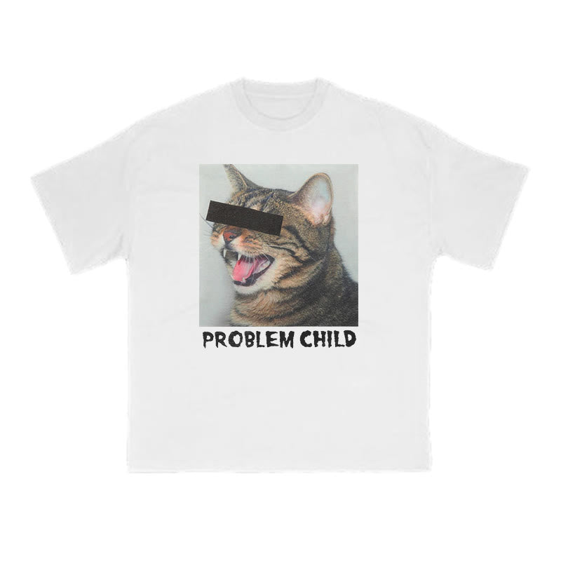 Unisex Problem Child Cat Print T-shirt