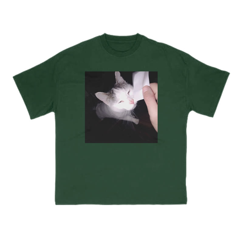 Unisex Provocative Cat Print T-shirt