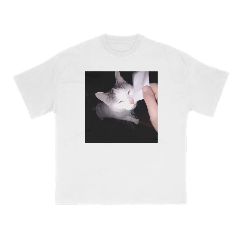 Unisex Provocative Cat Print T-shirt