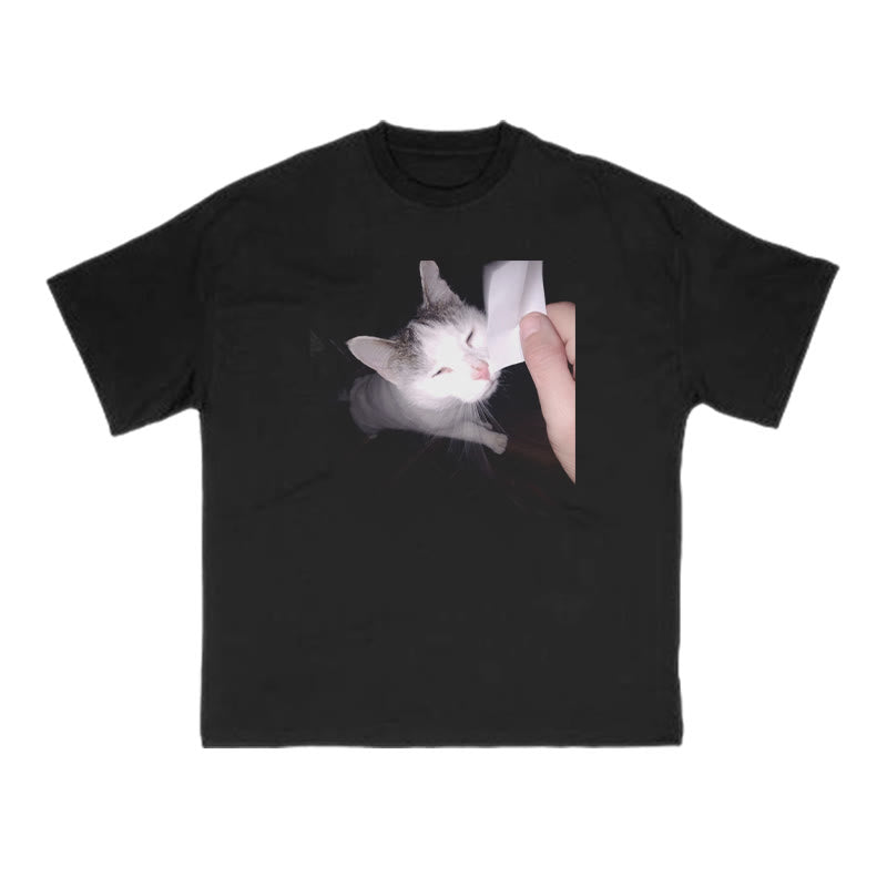 Unisex Provocative Cat Print T-shirt