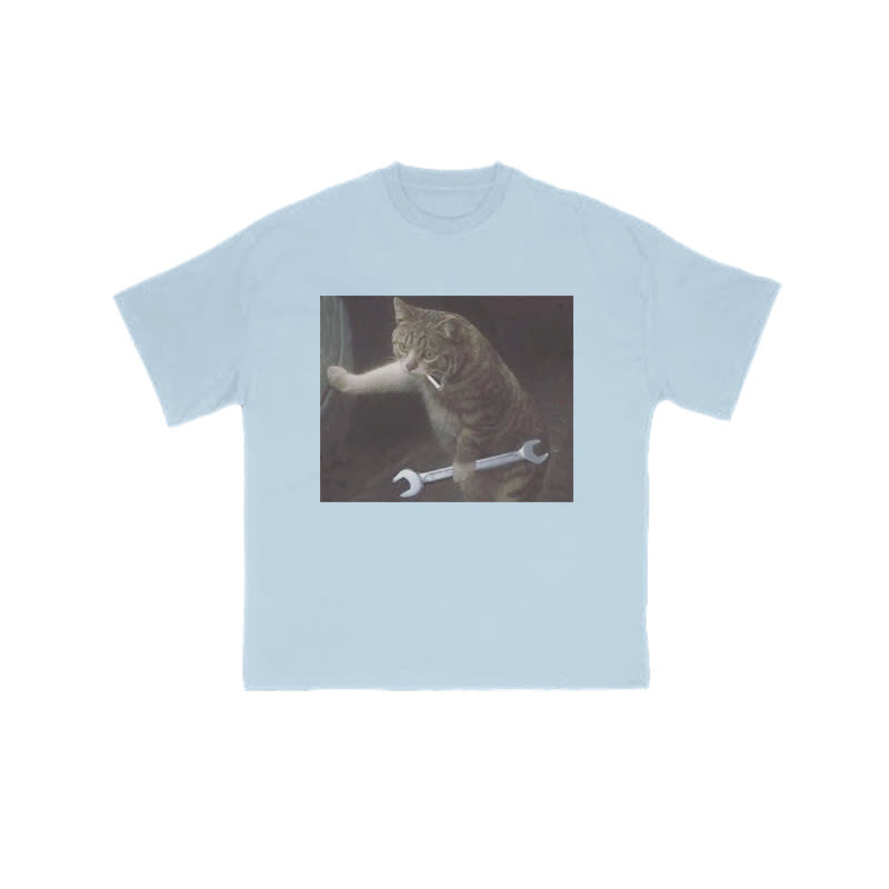 Unisex 100% Overlord Cat Print T-shirt