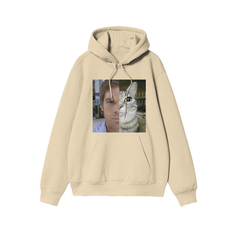Unisex Patchwork Cat Print Hoodie