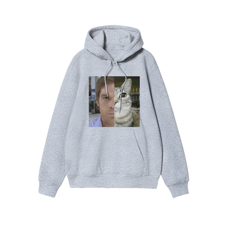 Unisex Patchwork Cat Print Hoodie