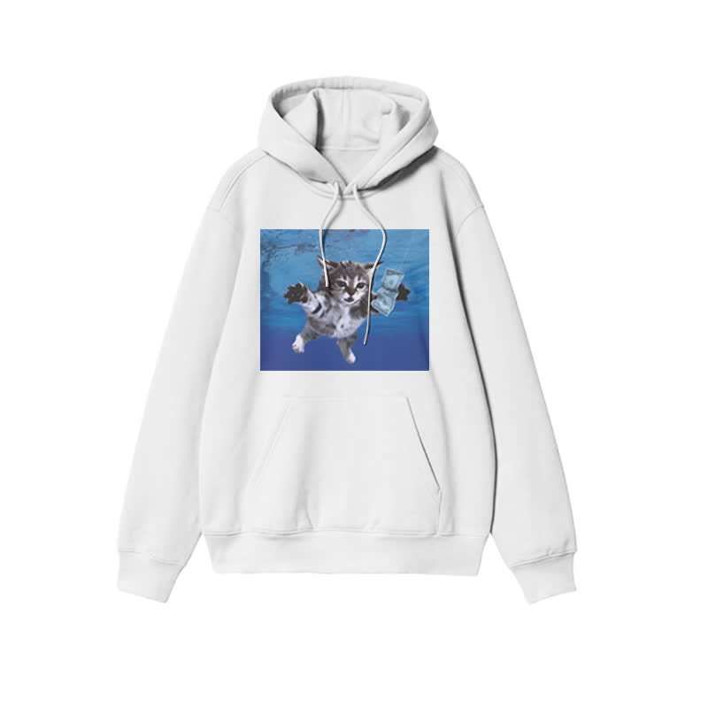 Unisex Fishing For Cats With Money Print Hoodie