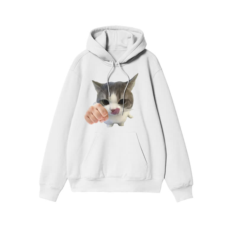 Unisex Kung Fu Cat Print Hoodie