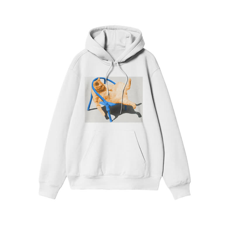 Unisex Cat Lying Flat Print Hoodie